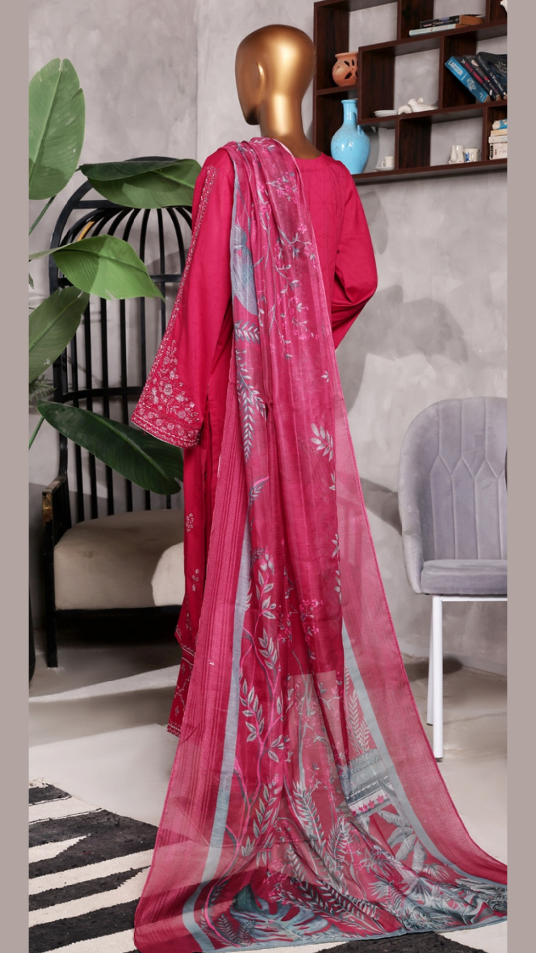 Muse I Cotton self Jacquard I Embroidered 3 PC I Ready to wear