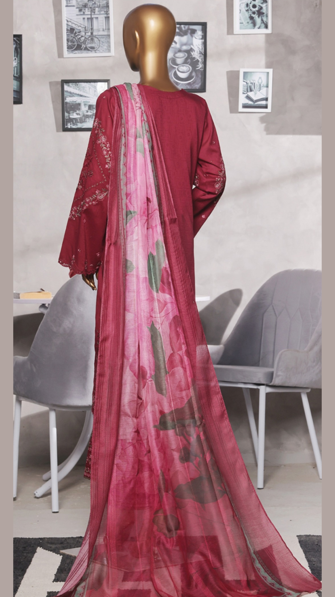 Muse I Cotton self Jacquard I Embroidered 3 PC I Ready to wear