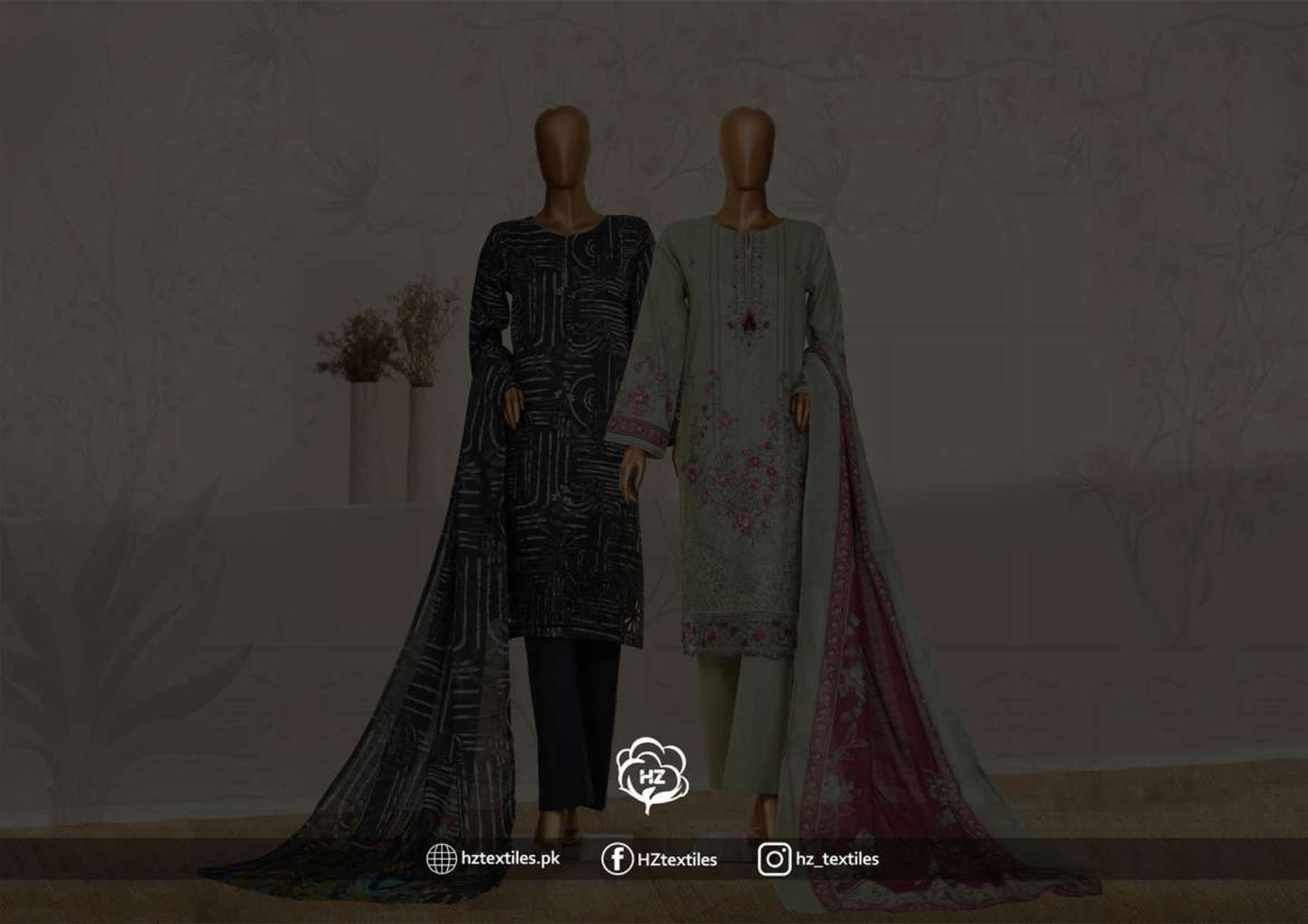 KHADDAR 3PC Embroidered