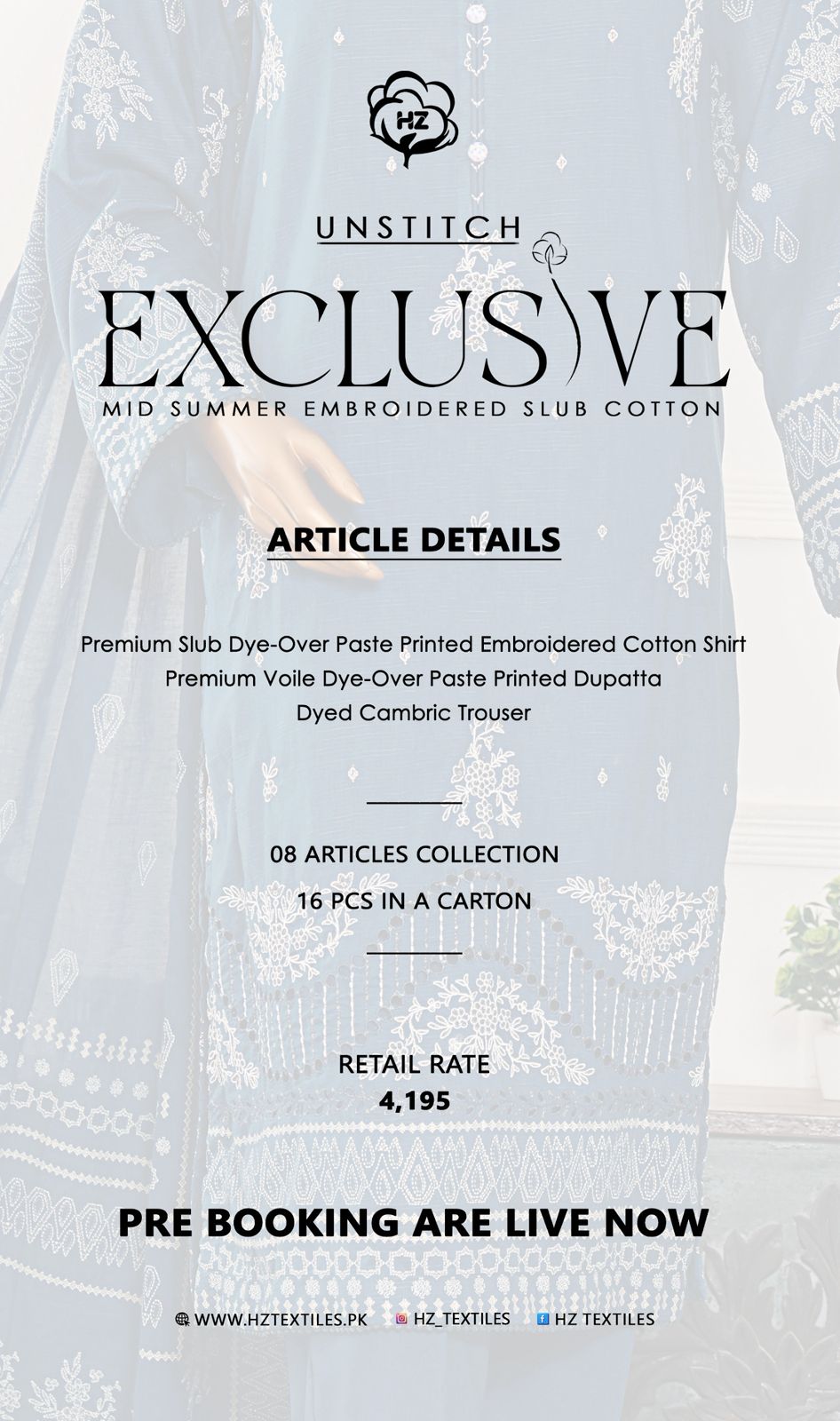 EXCLUSVE MID SUMMER EMBROIDERED SLUB COTTON