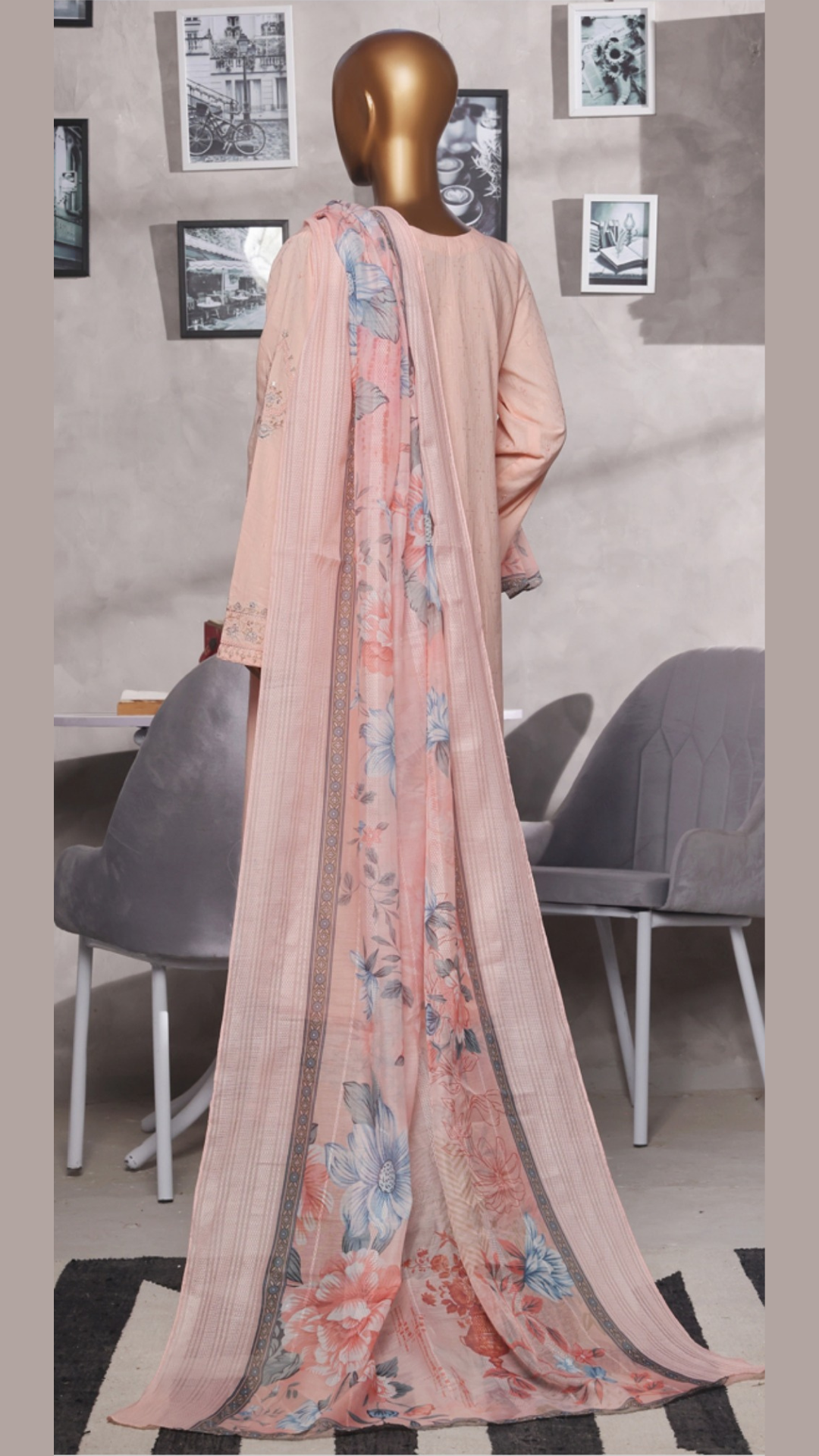 Muse I Cotton self Jacquard I Embroidered 3 PC I Ready to wear