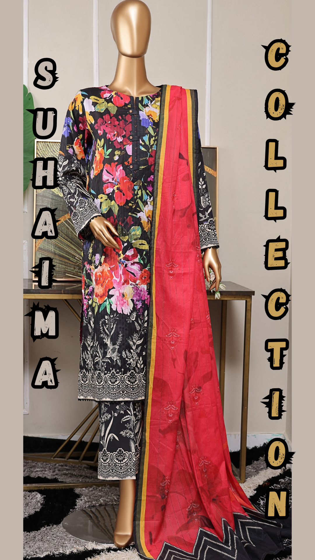 NAYAB I Digital printed Doriya with Tarkashi Digital printed lawn dupatta I HZ I SUHAIMA COLLECTION