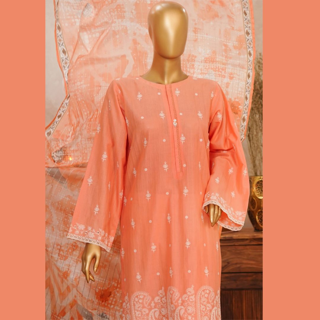 CHIKANKARI I READYTO WEAR I SLUB SOLID EMBROIDERED I HZ I SUHAIMA COLLECTION