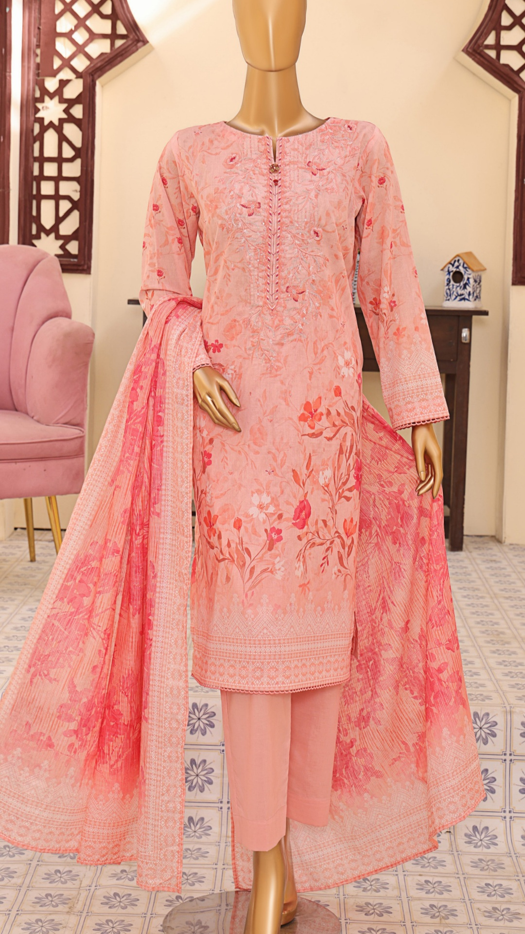 Mehak By HZ Textiles Embroidered Lawn Suit Unstitched 3 Piece I Suhaima Collection- Summer Collection