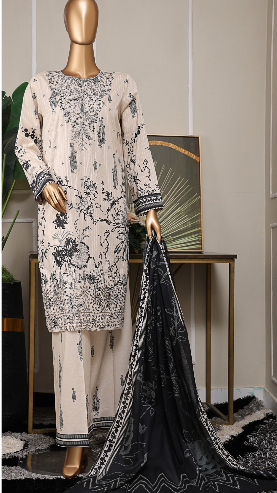 Nayab By HZ Textiles Printkari Embroidered Lawn Suit Unstitched 3 Piece- Summer Collection