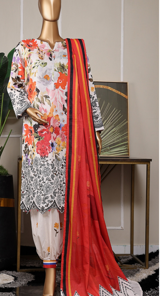Nayab By HZ Textiles Printkari Embroidered Lawn Suit Unstitched 3 Piece- Summer Collection