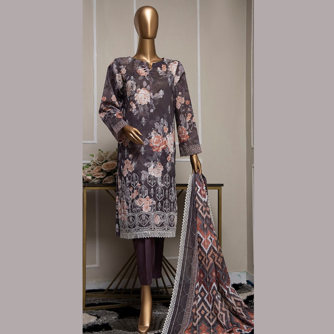 Premium Lawnkari By Suhaima Collection Embroidered Lawn Suit Unstitched 3 Piece - Summer Collection