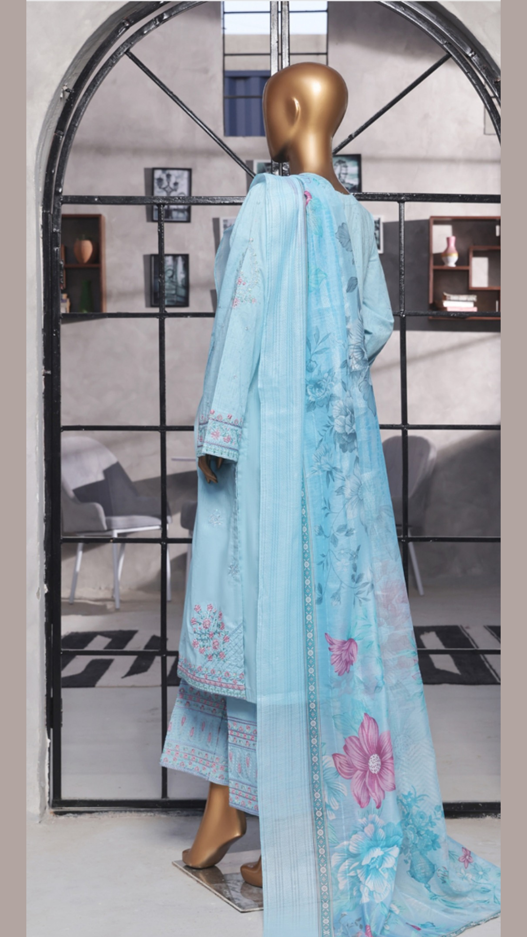 Muse I Cotton self Jacquard I Embroidered 3 PC I Ready to wear