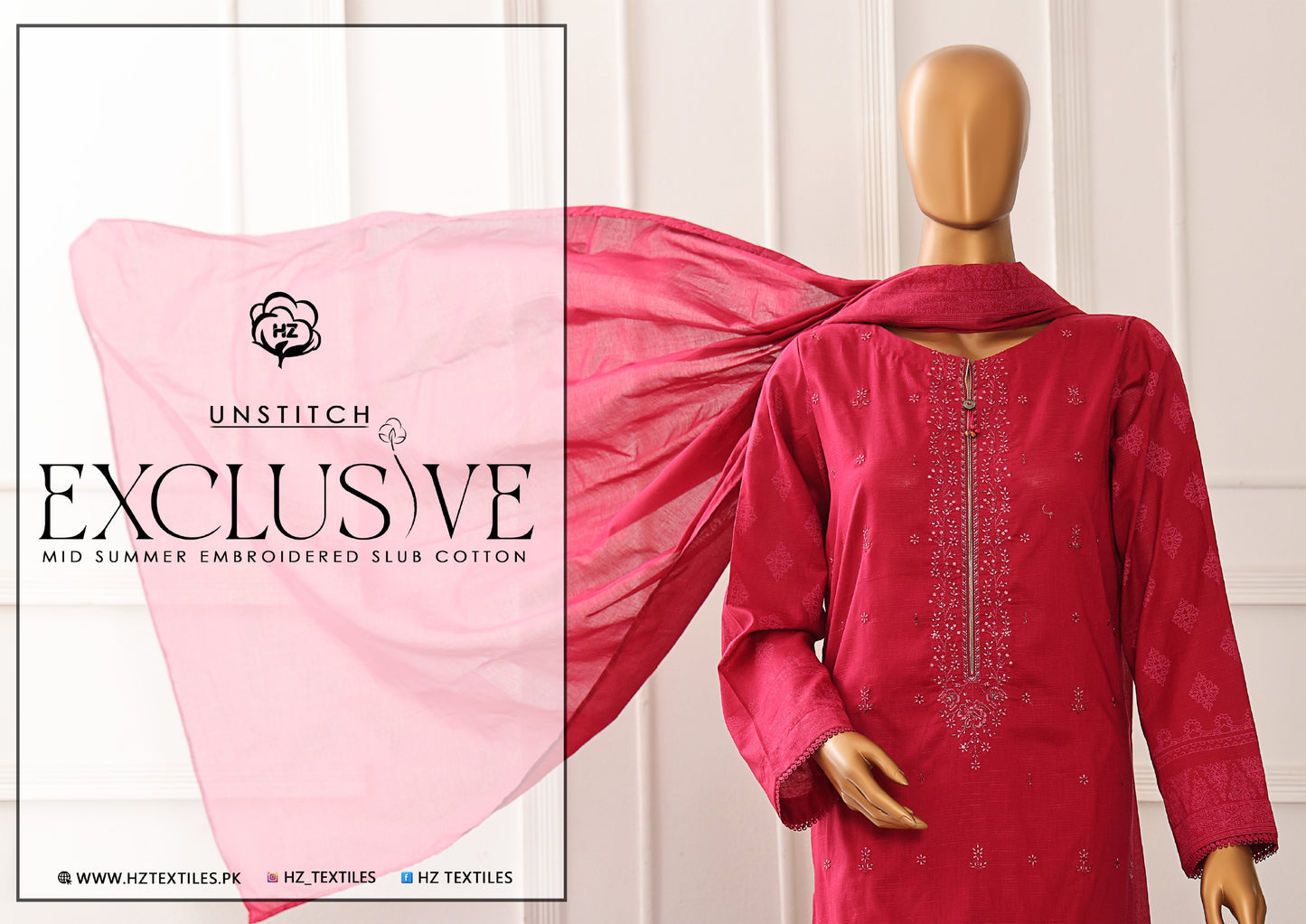 EXCLUSVE MID SUMMER EMBROIDERED SLUB COTTON