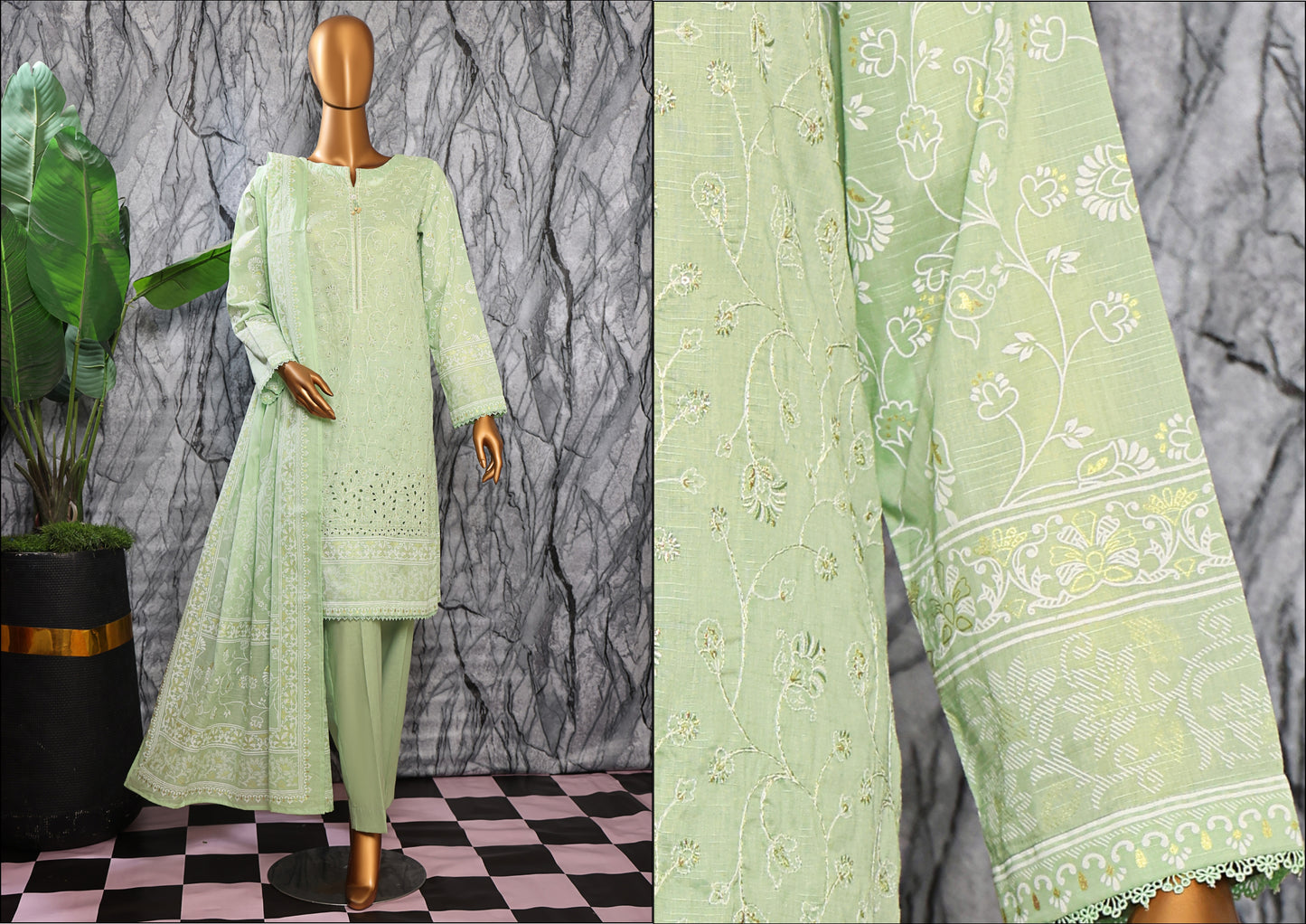 EXCLUSVE MID SUMMER EMBROIDERED SLUB COTTON