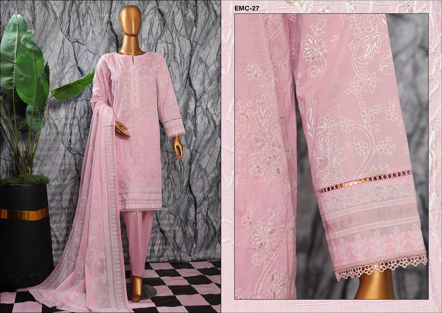 EXCLUSVE MID SUMMER EMBROIDERED SLUB COTTON