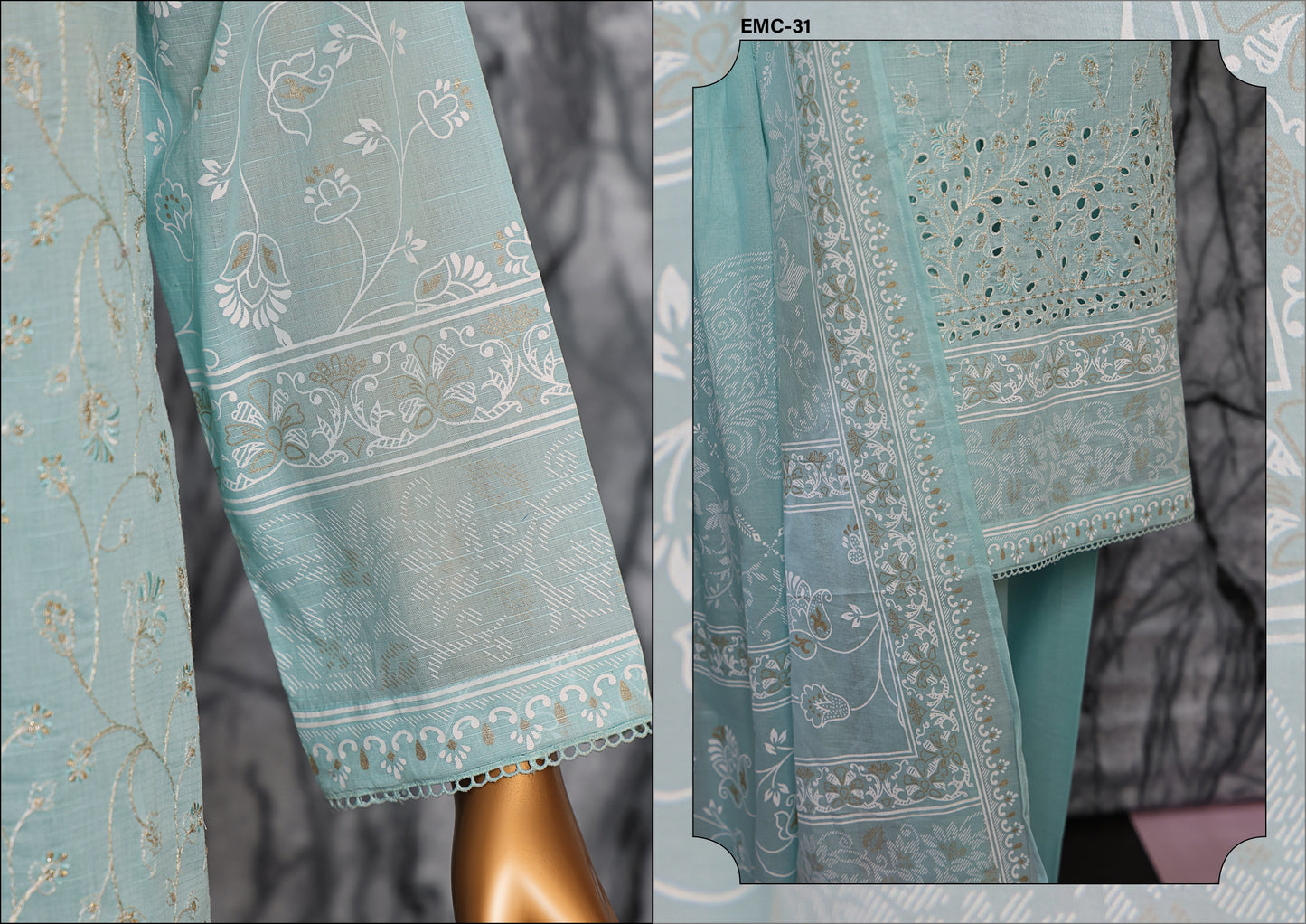 EXCLUSVE MID SUMMER EMBROIDERED SLUB COTTON