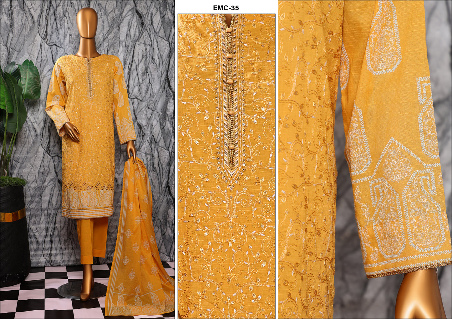 EXCLUSVE MID SUMMER EMBROIDERED SLUB COTTON