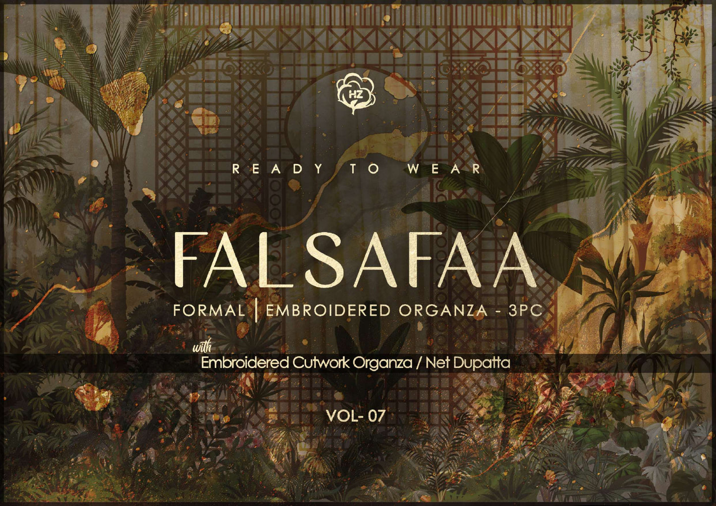 READY TO WEAR FALSAFAA FORMAL EMBROIDERED ORGANZA - 3PC