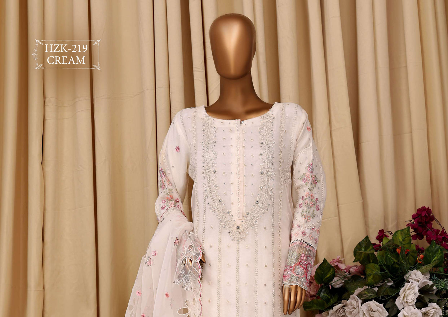 READY TO WEAR FALSAFAA FORMAL EMBROIDERED ORGANZA - 3PC