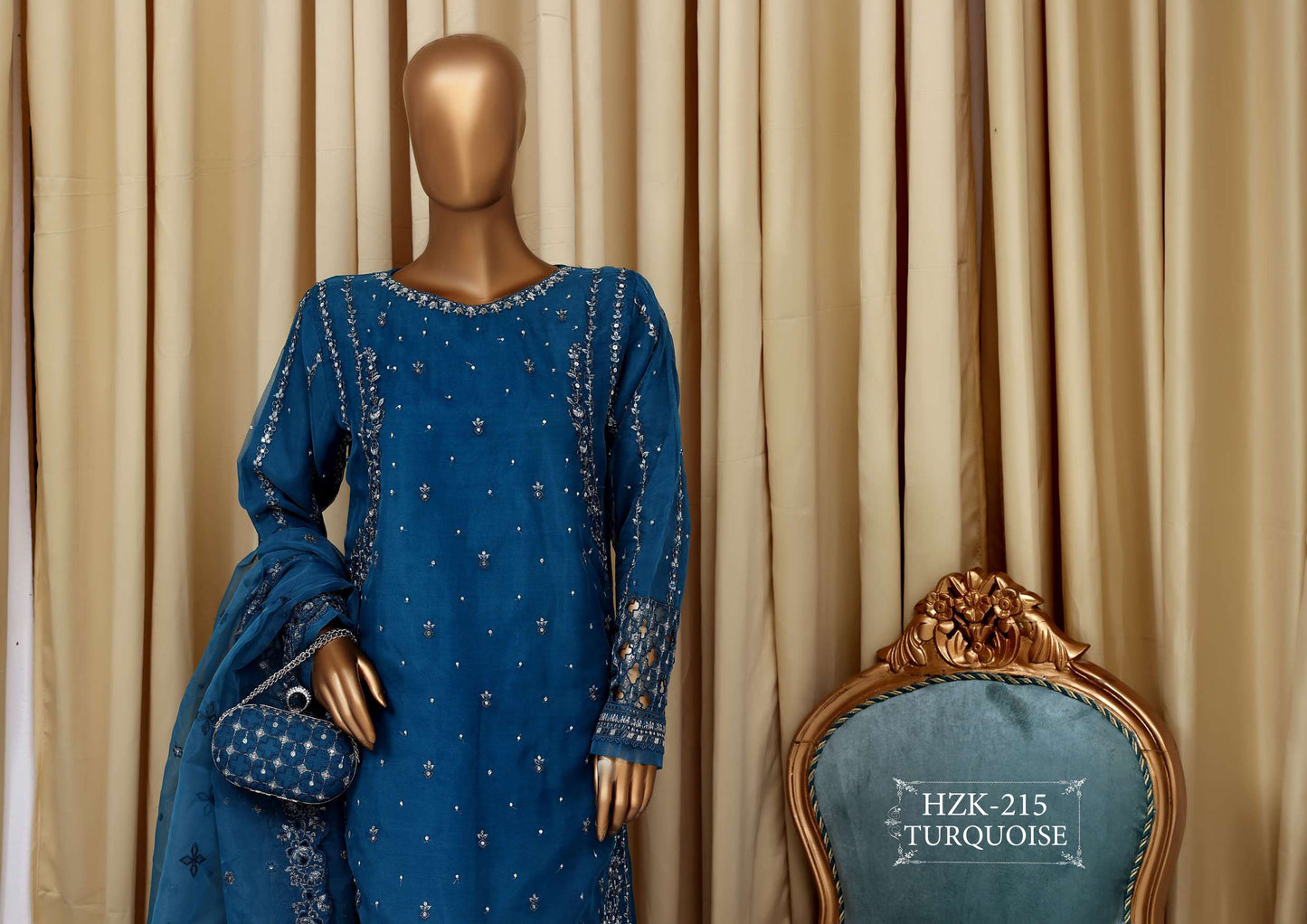 READY TO WEAR FALSAFAA FORMAL EMBROIDERED ORGANZA - 3PC