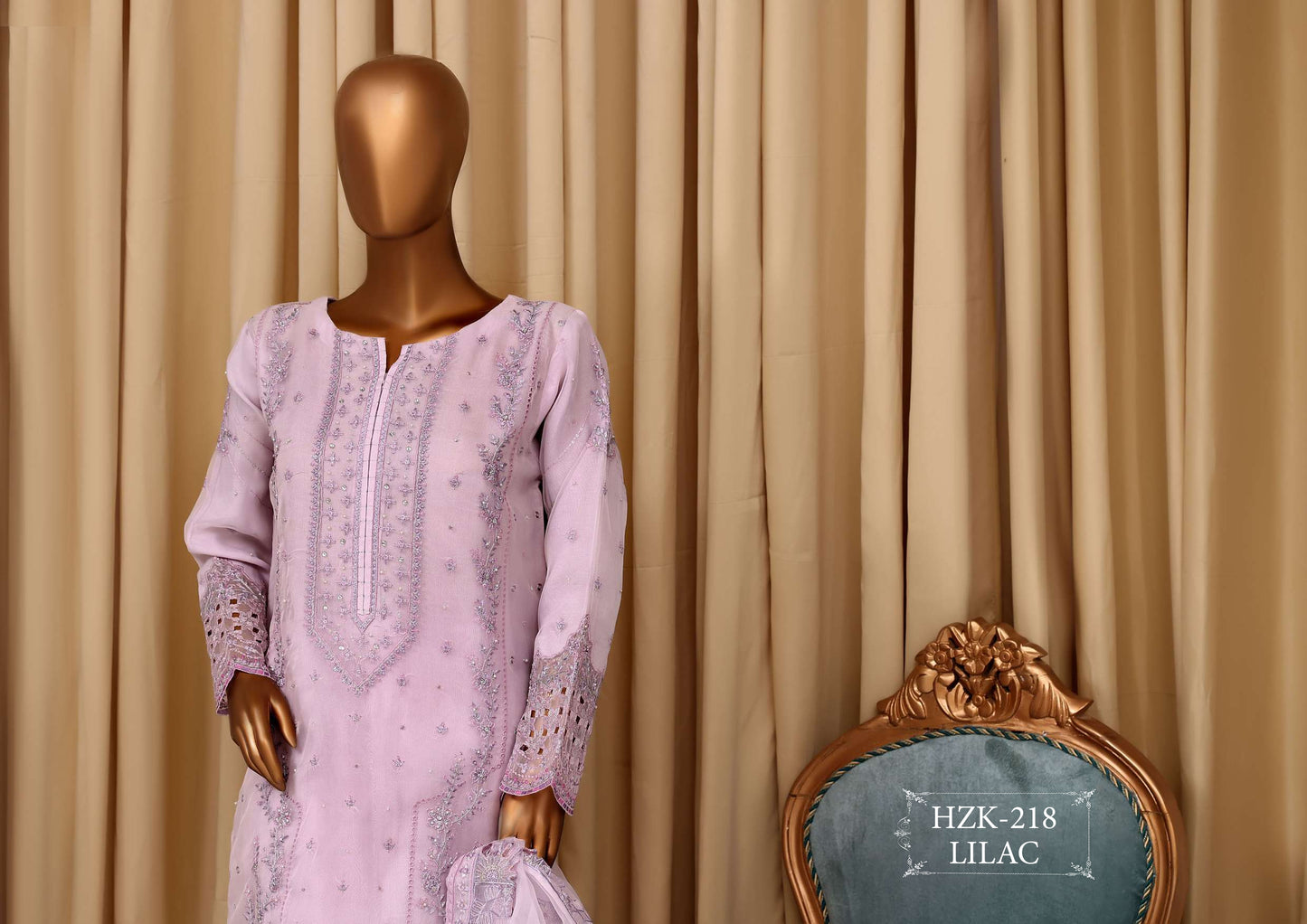 READY TO WEAR FALSAFAA FORMAL EMBROIDERED ORGANZA - 3PC