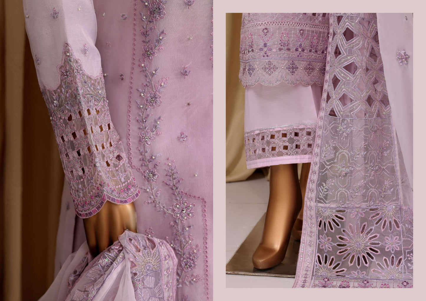 READY TO WEAR FALSAFAA FORMAL EMBROIDERED ORGANZA - 3PC