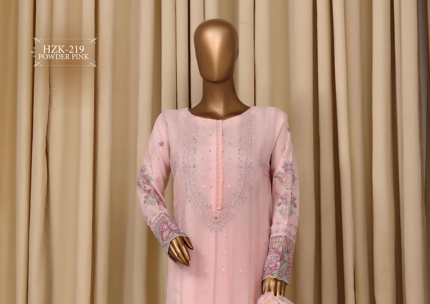 READY TO WEAR FALSAFAA FORMAL EMBROIDERED ORGANZA - 3PC