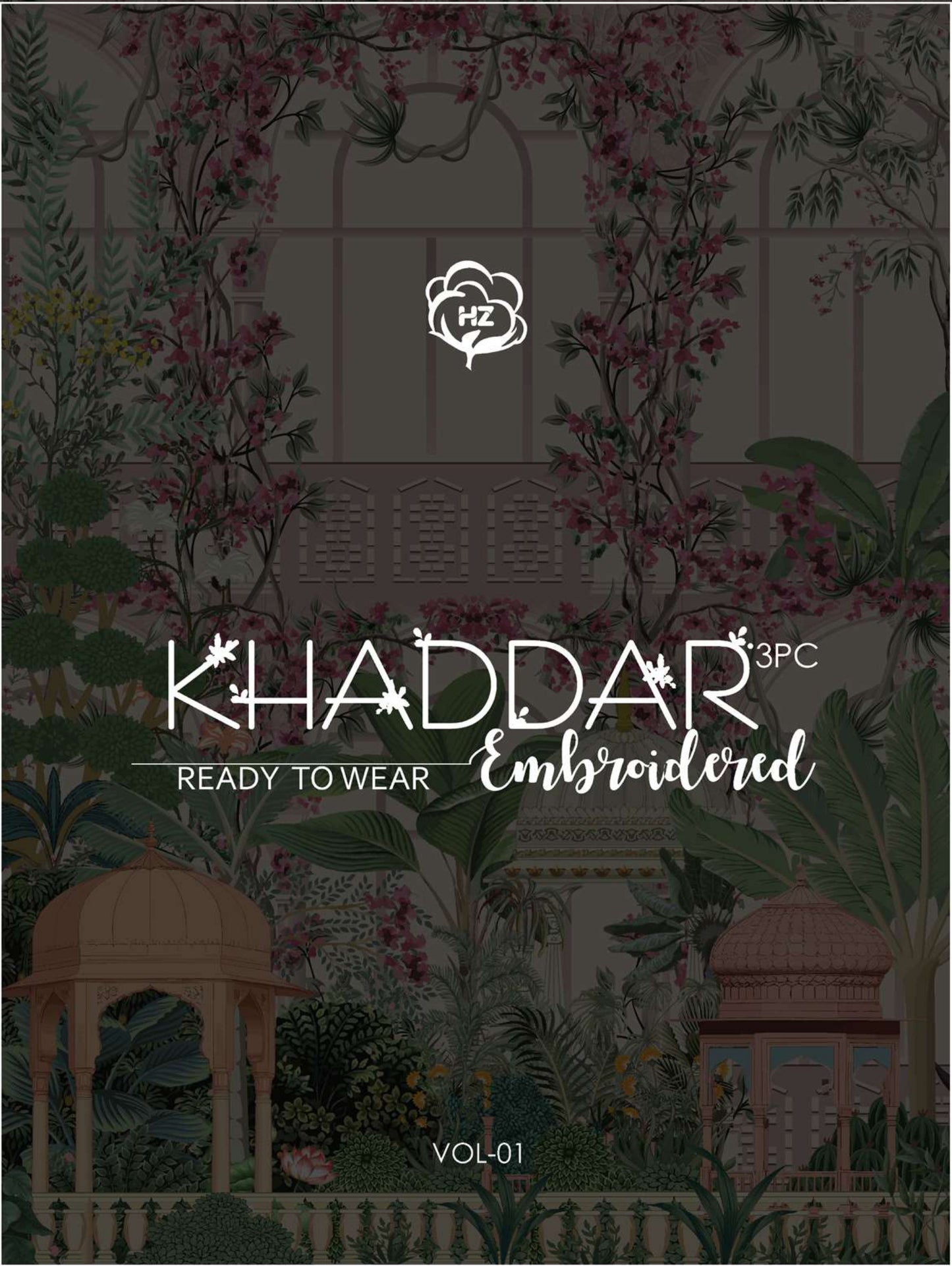 KHADDAR 3PC Embroidered