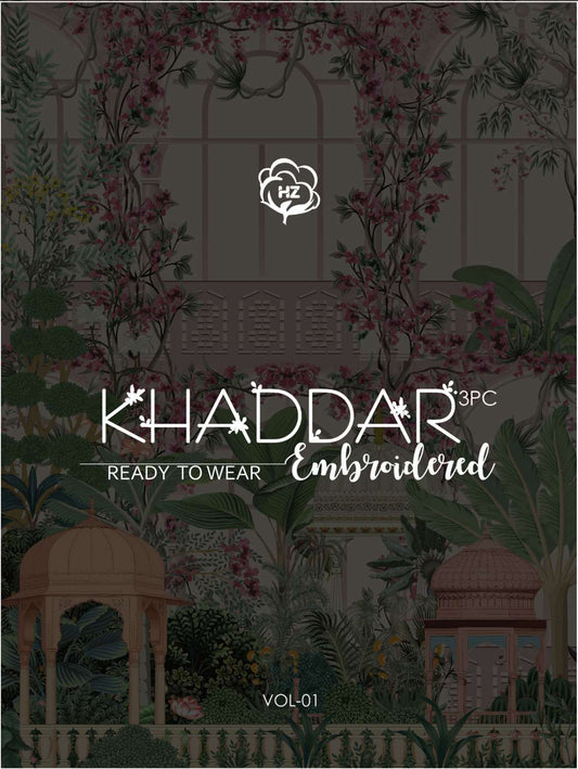 KHADDAR 3PC Embroidered