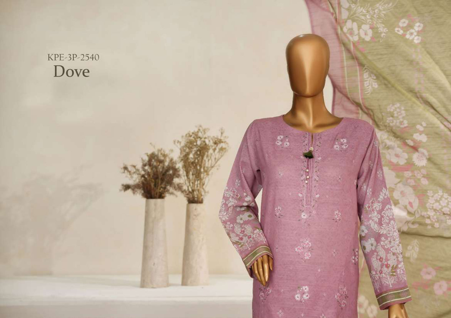 KHADDAR 3PC Embroidered