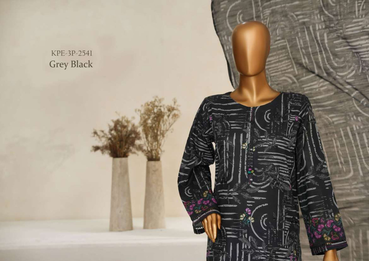 KHADDAR 3PC Embroidered