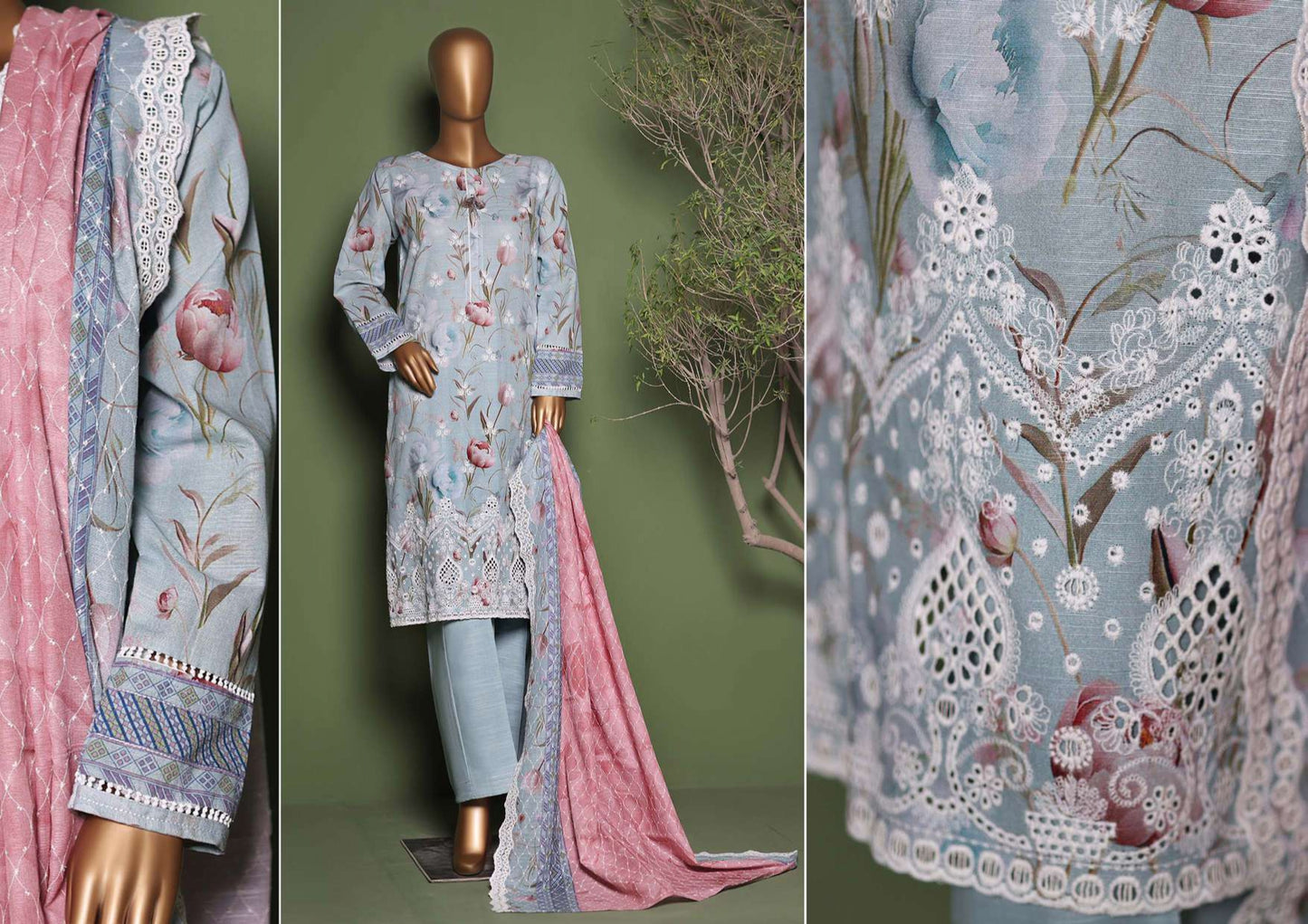 KHADDAR PRINTKARI Embroidered