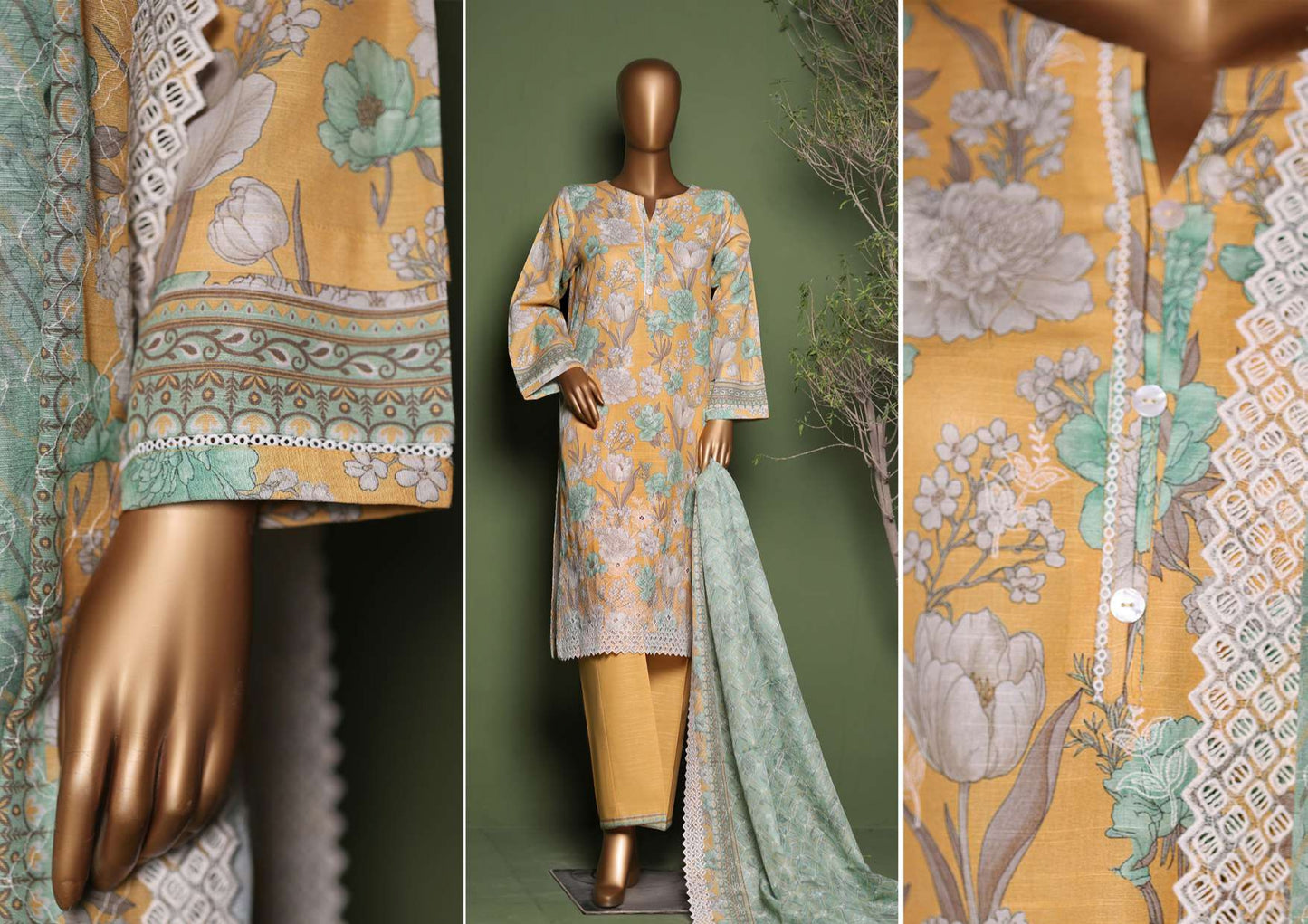 KHADDAR PRINTKARI Embroidered