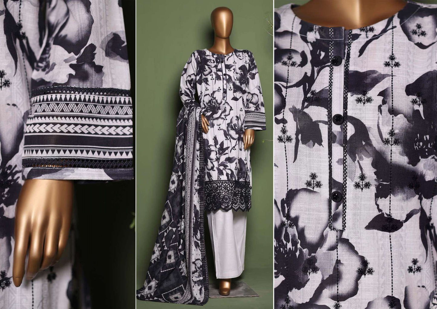 KHADDAR PRINTKARI Embroidered