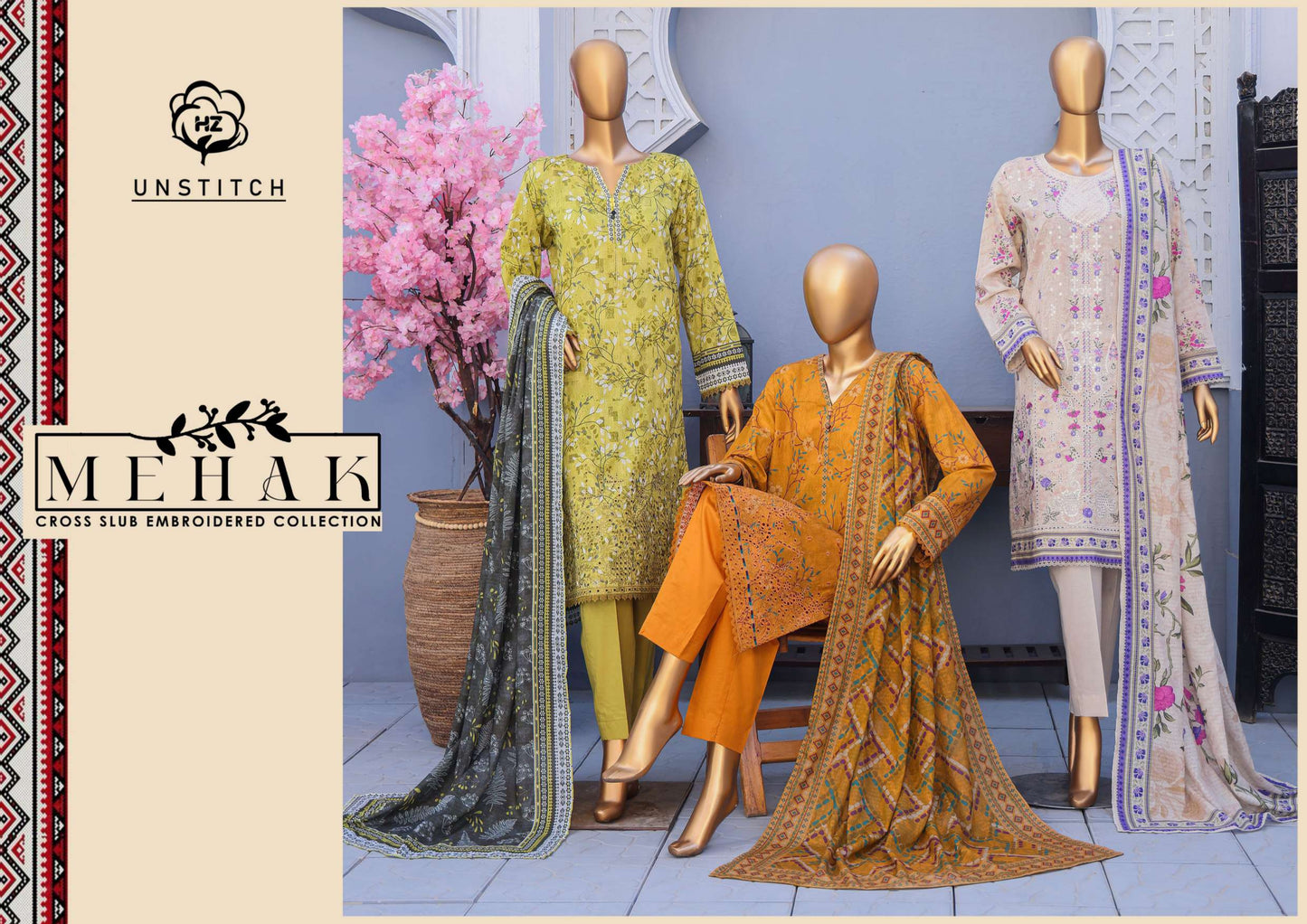 MEHAK CROSS SLUB EMBROIDERED COLLECTION