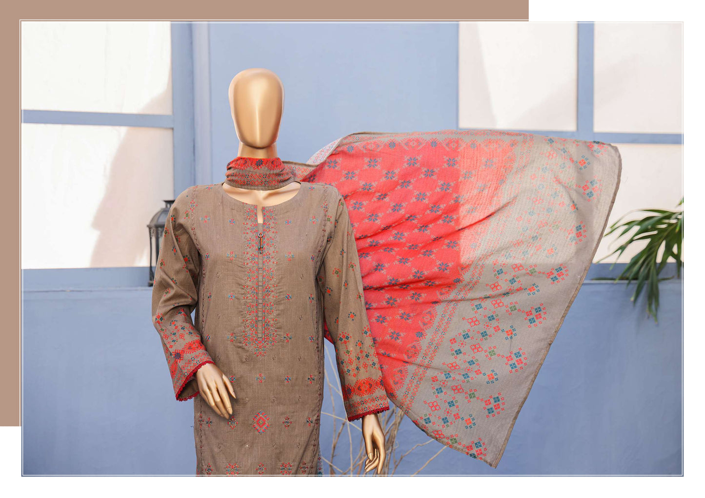 MEHAK CROSS SLUB EMBROIDERED COLLECTION