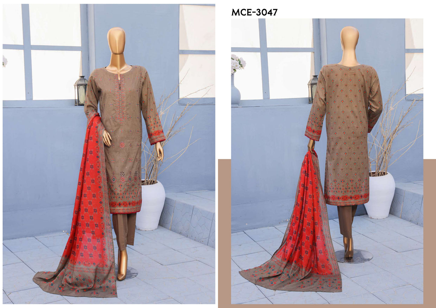 MEHAK CROSS SLUB EMBROIDERED COLLECTION