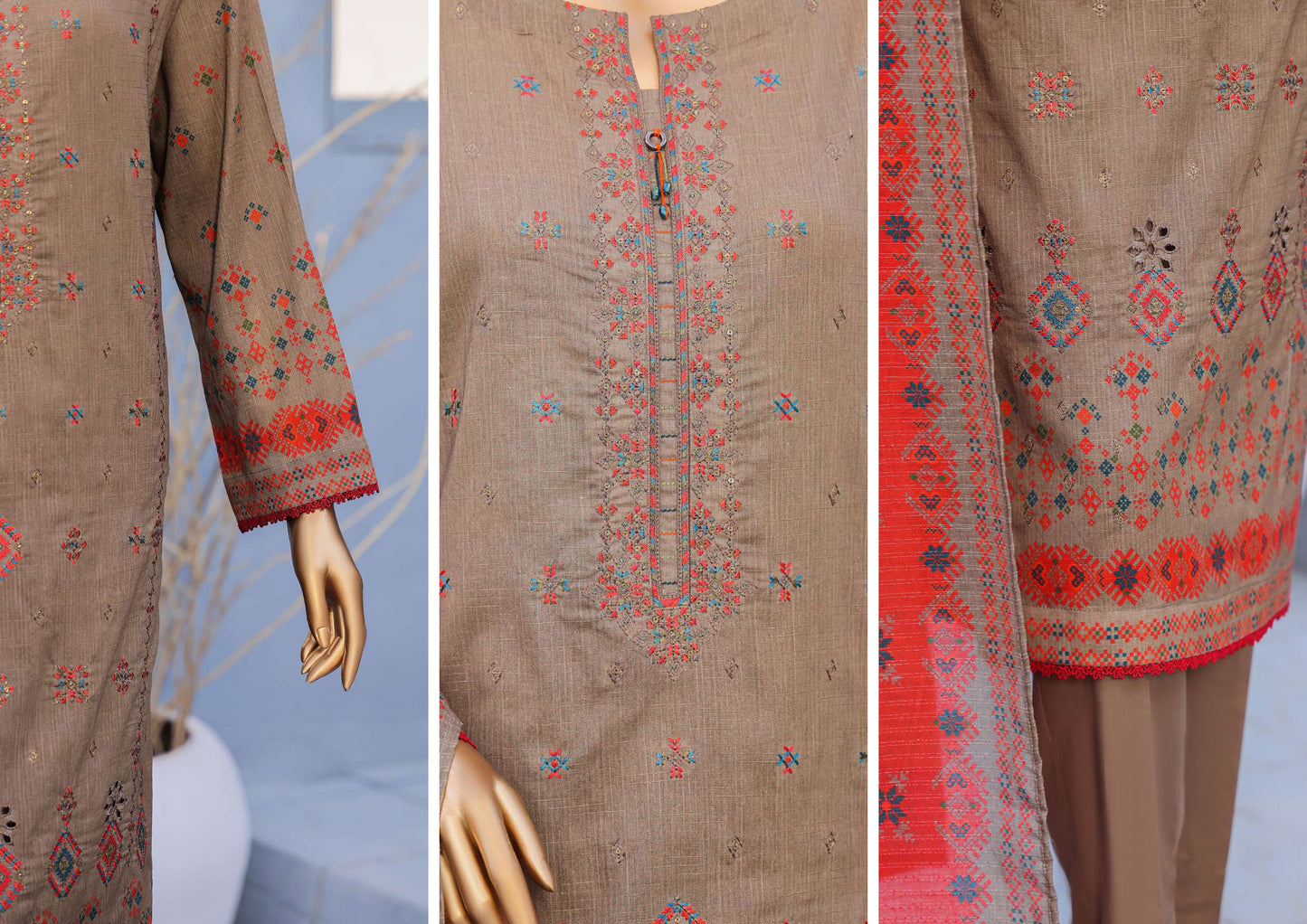 MEHAK CROSS SLUB EMBROIDERED COLLECTION