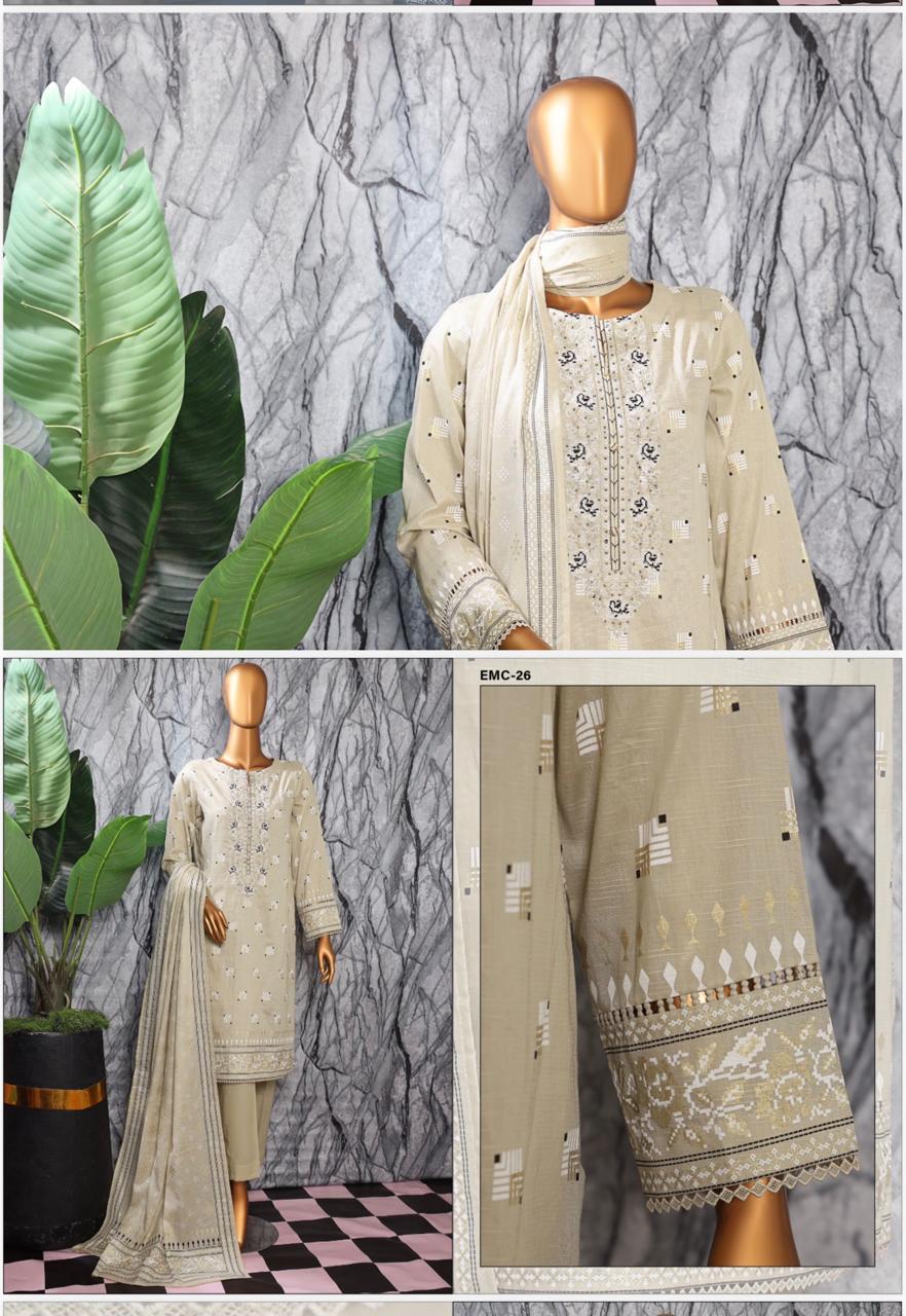 EXCLUSIVE MID SUMMER EMBROIDERED SLUB COTTON