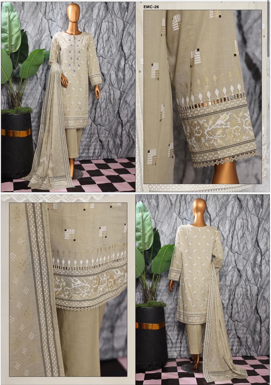 EXCLUSIVE MID SUMMER EMBROIDERED SLUB COTTON