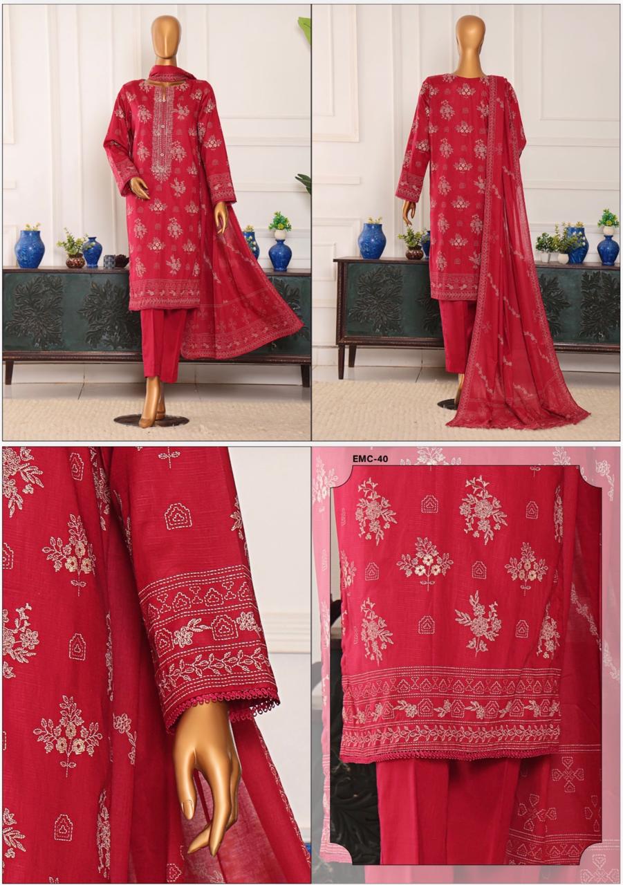 EXCLUSIVE MID SUMMER EMBROIDERED SLUB COTTON