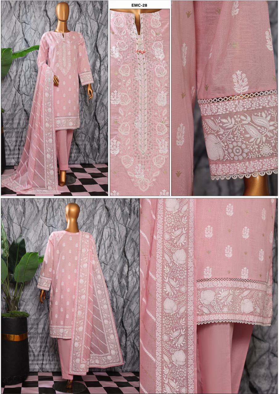 EXCLUSIVE MID SUMMER EMBROIDERED SLUB COTTON