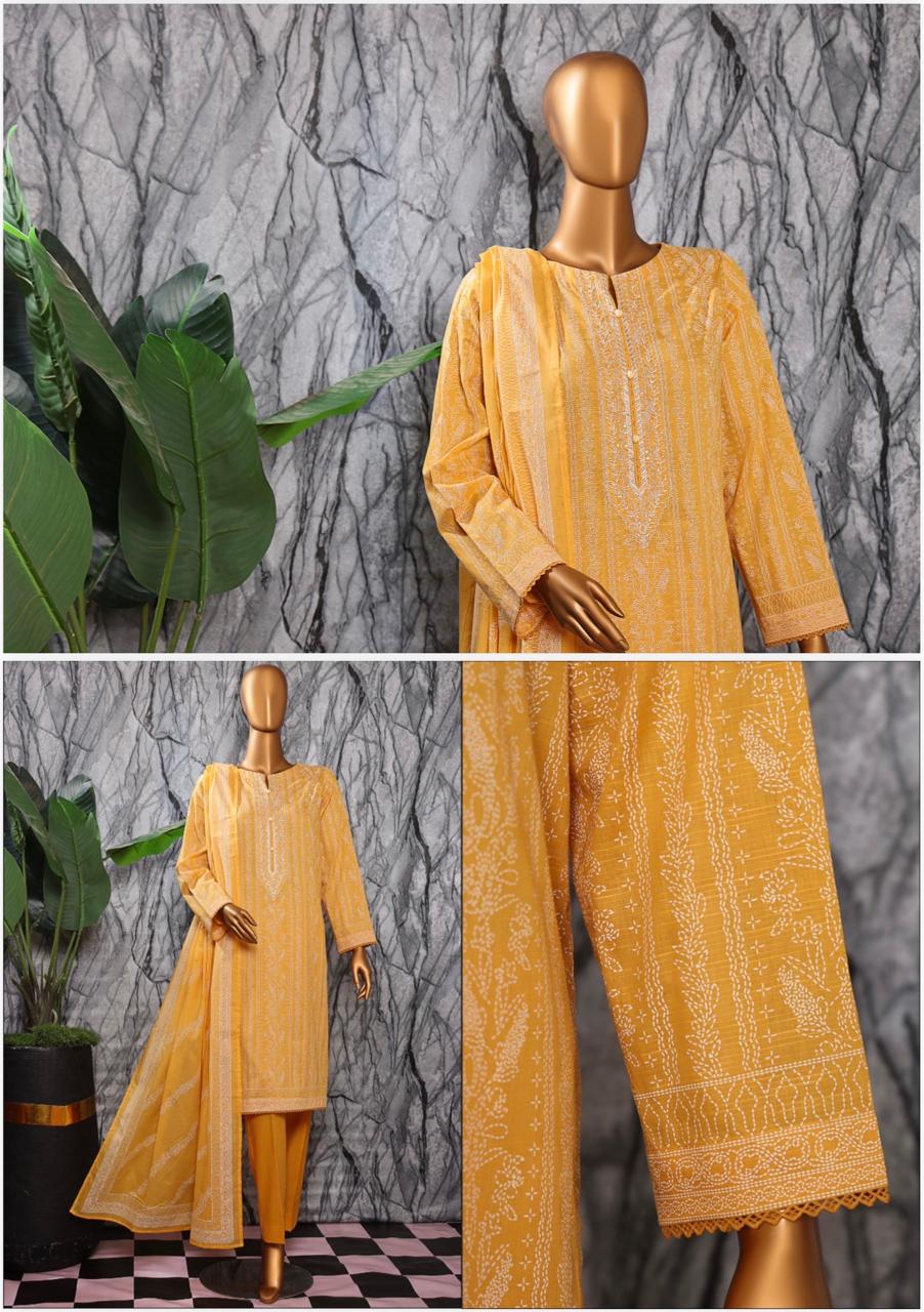 EXCLUSIVE MID SUMMER EMBROIDERED SLUB COTTON