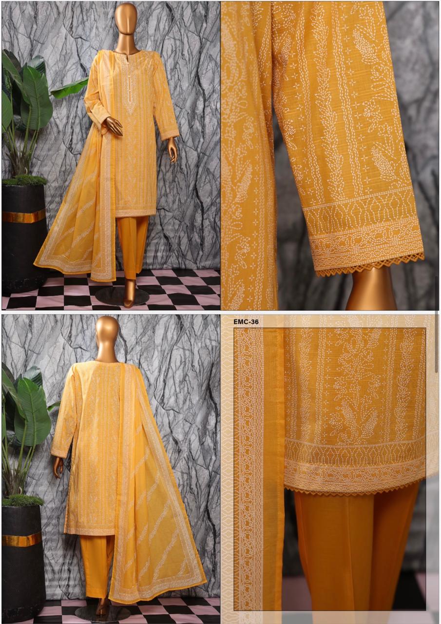 EXCLUSIVE MID SUMMER EMBROIDERED SLUB COTTON