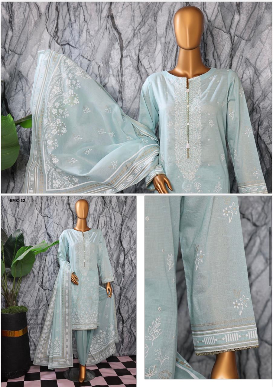 EXCLUSIVE MID SUMMER EMBROIDERED SLUB COTTON