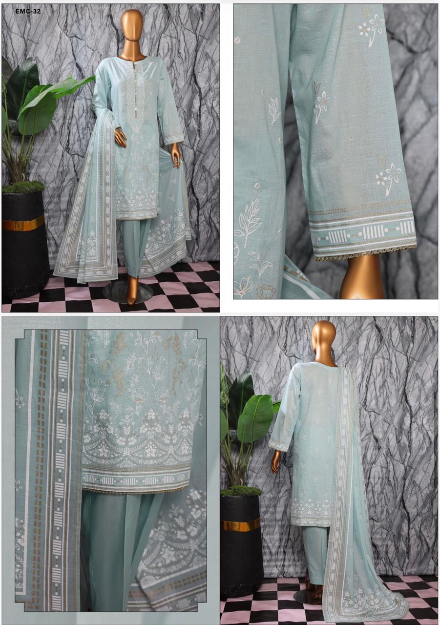 EXCLUSIVE MID SUMMER EMBROIDERED SLUB COTTON