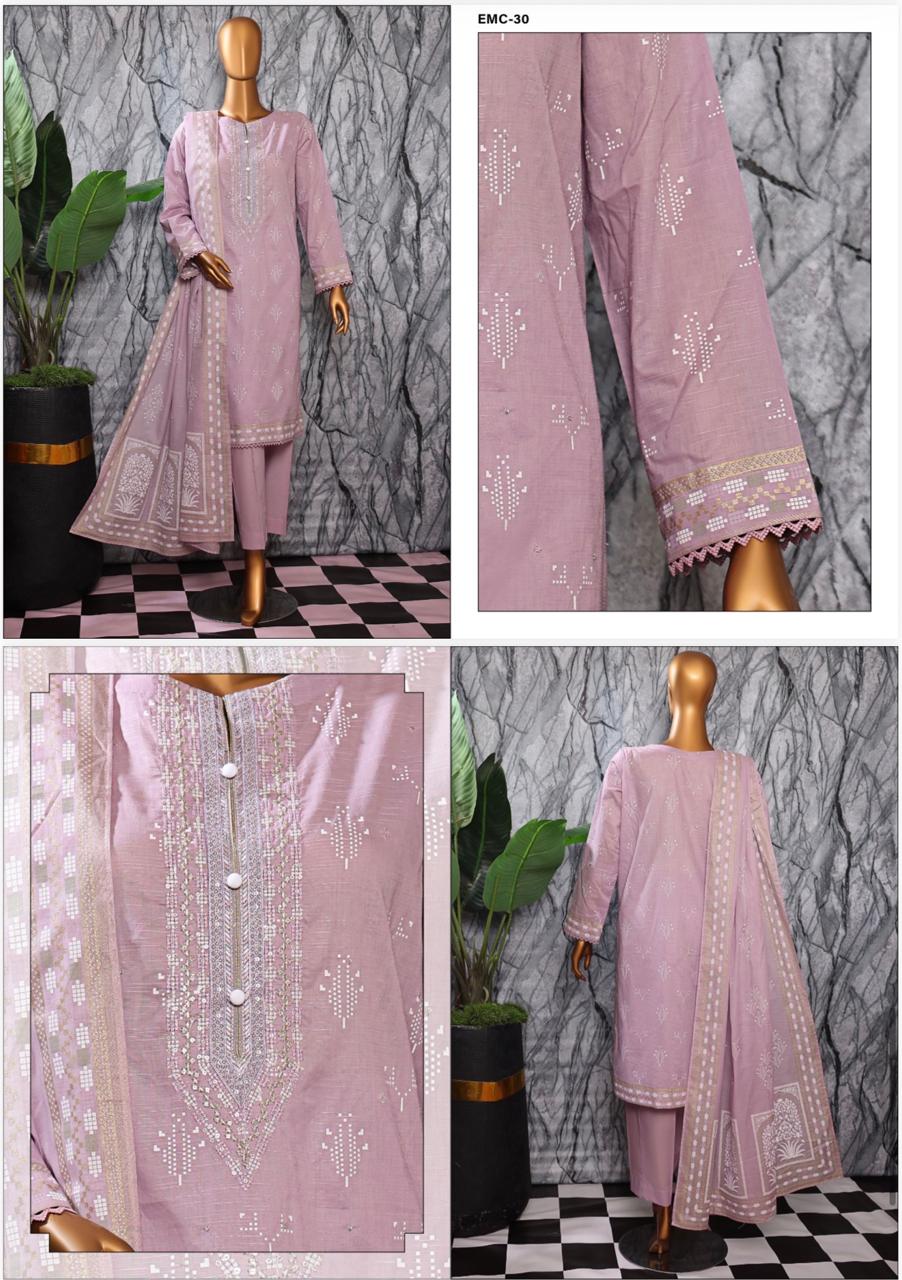 EXCLUSIVE MID SUMMER EMBROIDERED SLUB COTTON