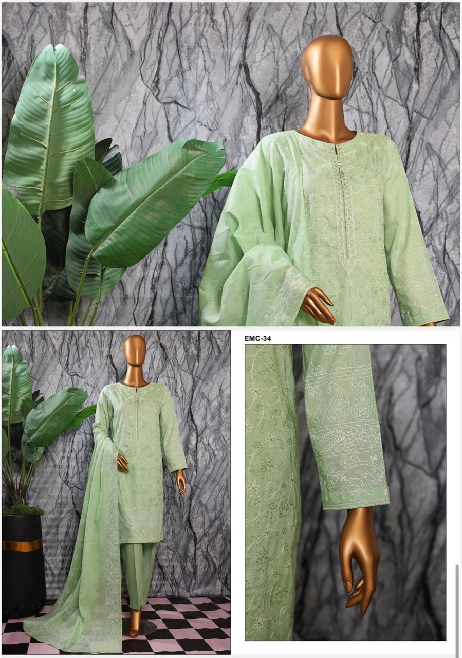 EXCLUSIVE MID SUMMER EMBROIDERED SLUB COTTON