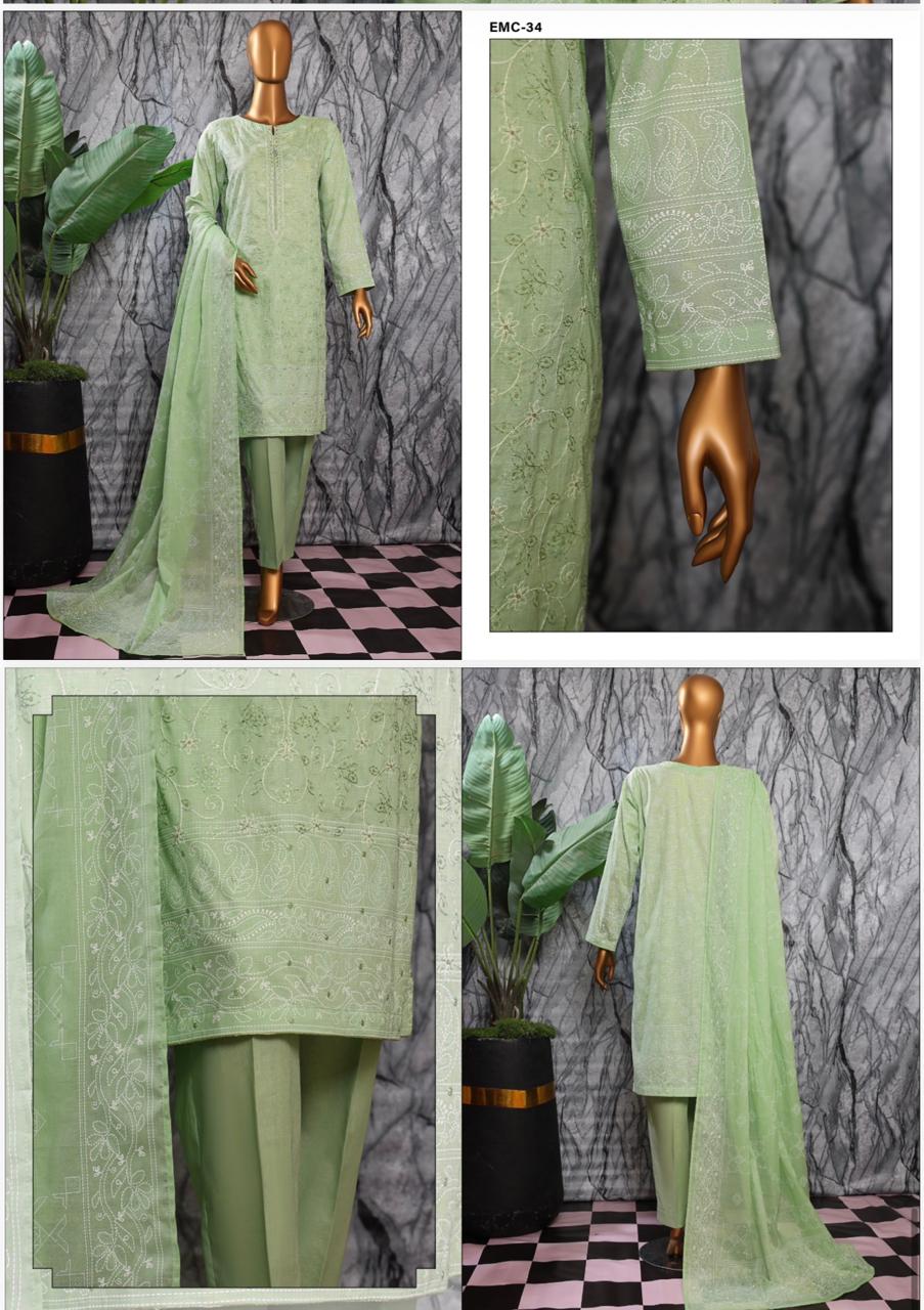 EXCLUSIVE MID SUMMER EMBROIDERED SLUB COTTON