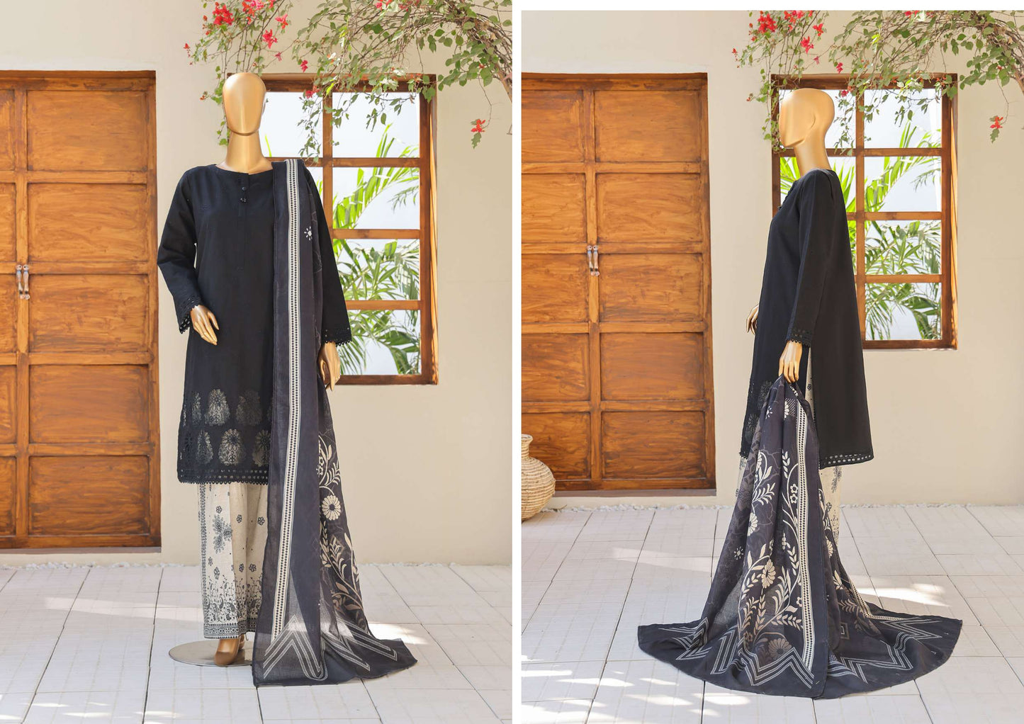 UNSTITCH KHADDAR EMBROIDERED CHIKANKARI with PASHMINA