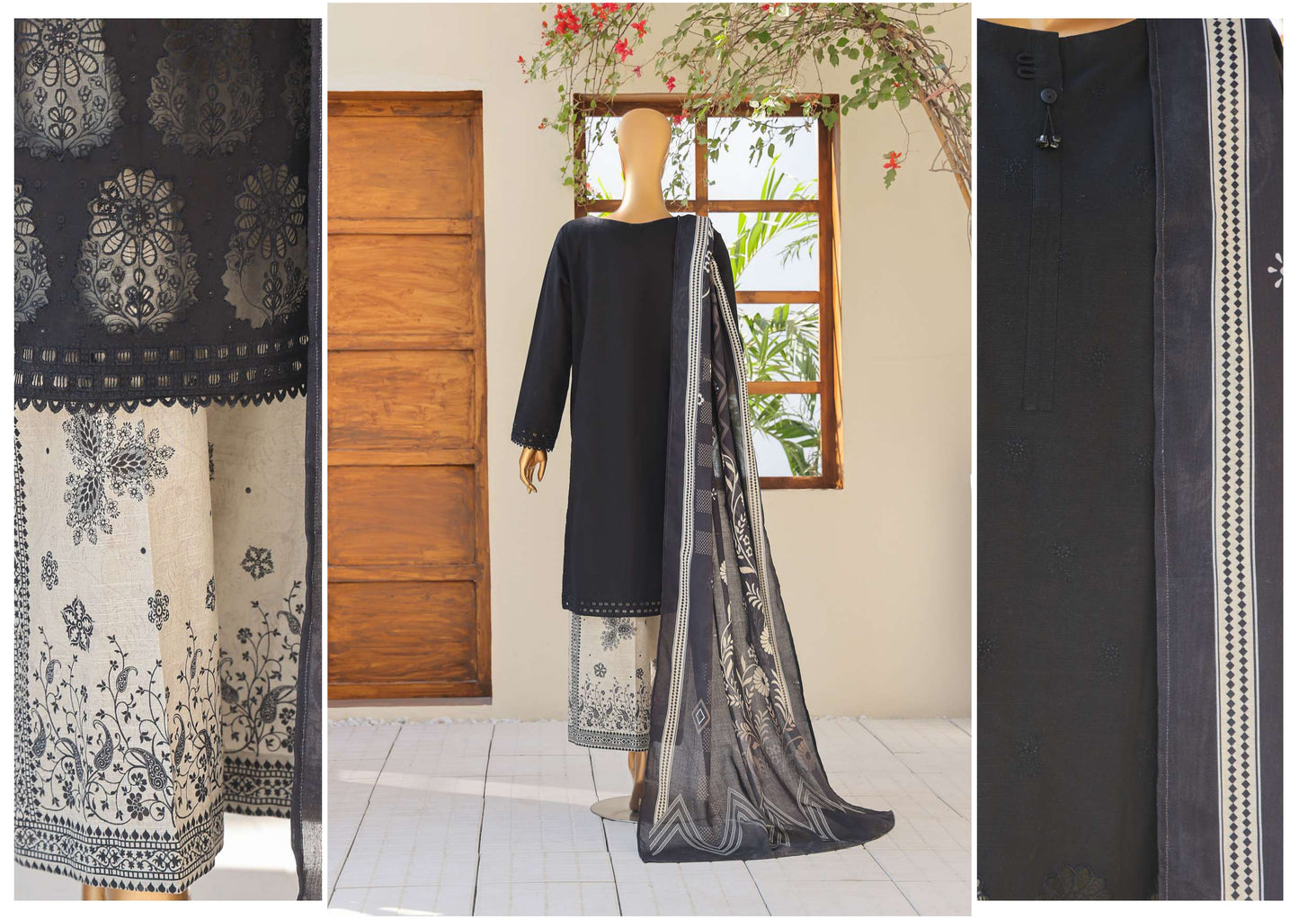 UNSTITCH KHADDAR EMBROIDERED CHIKANKARI with PASHMINA
