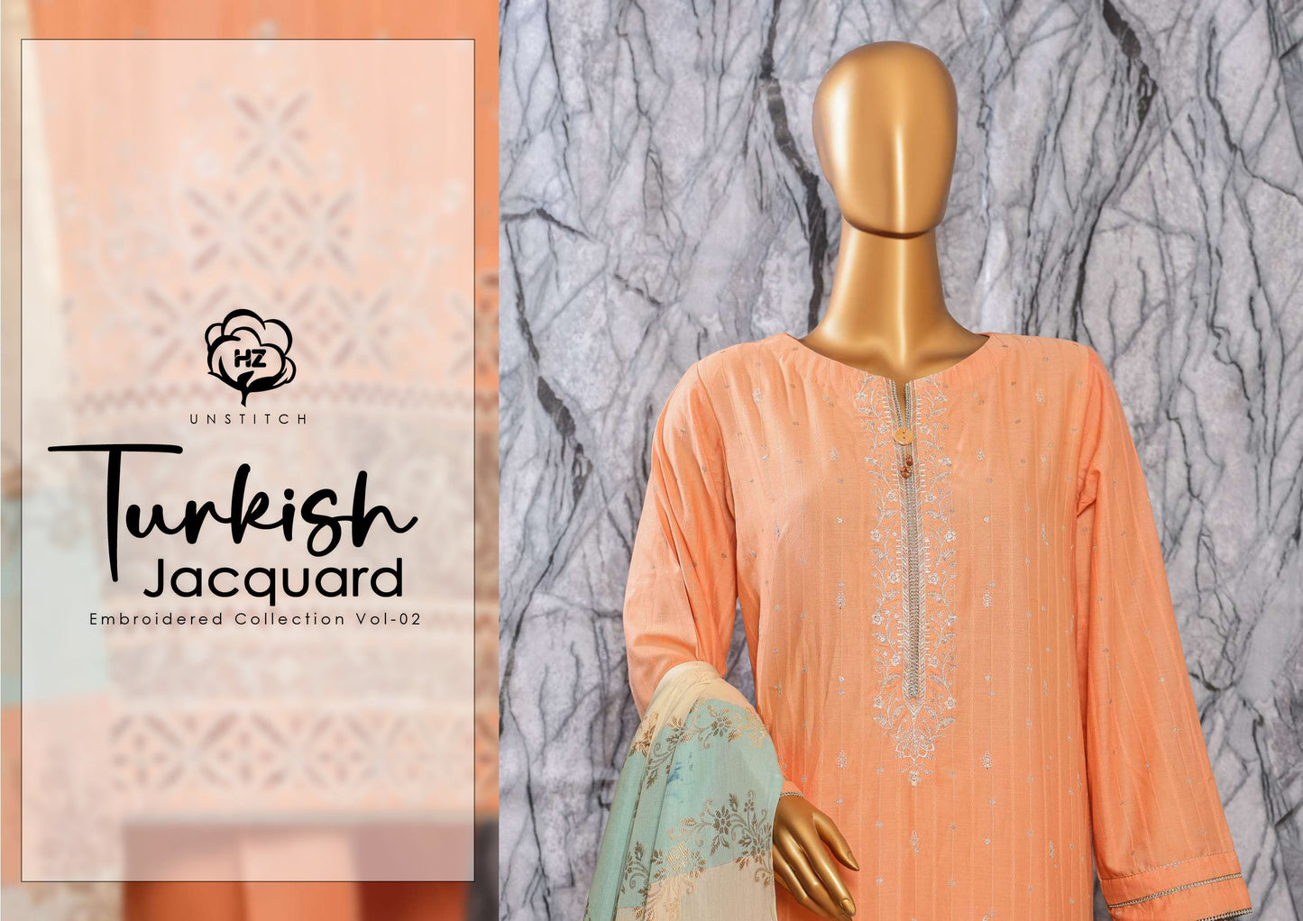 UNSTITCH Turkish Jacquard Embroidered