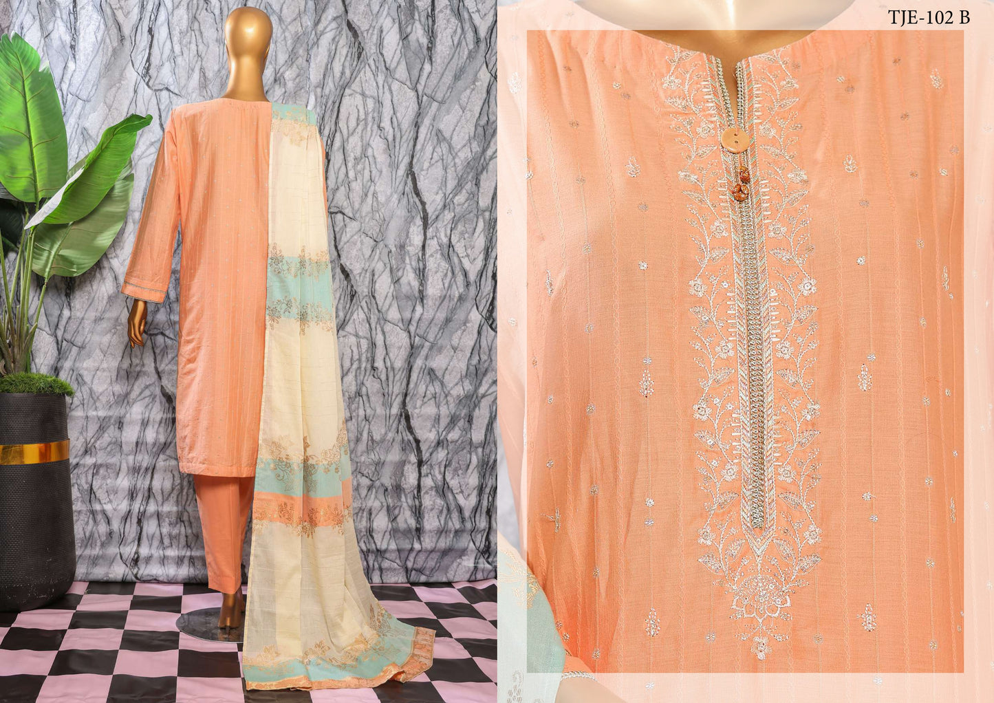 UNSTITCH Turkish Jacquard Embroidered