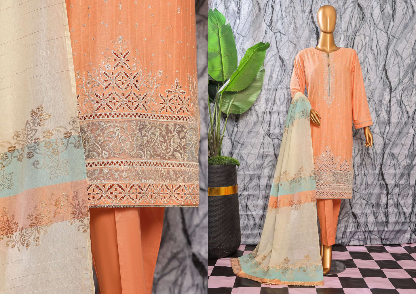 UNSTITCH Turkish Jacquard Embroidered